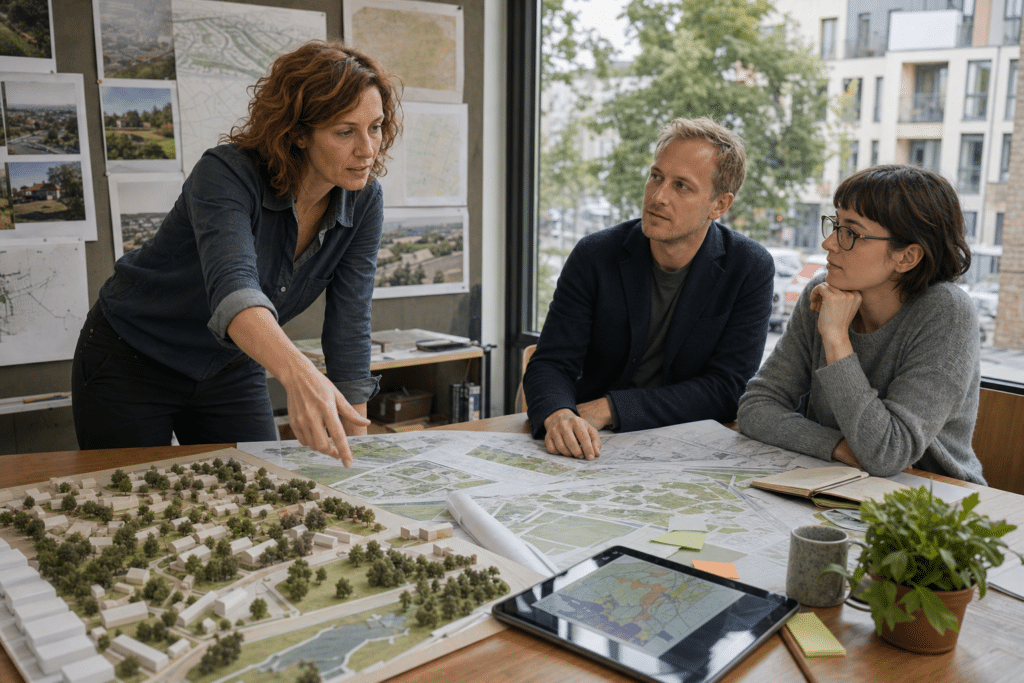 közjót szolgáló településfejlesztés: urbanista bemutat egy fenntartható városmodellt megbeszélésen